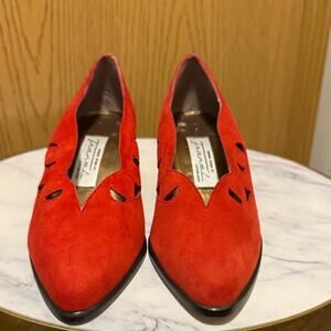 Franci Red Suede Heels Size 38 1/2